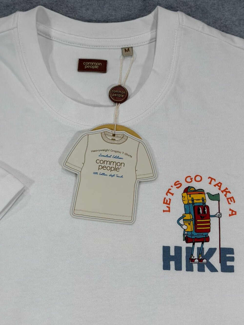 Common People Let's Go Take A Hike T-Shirt Tee Men's M White Heavyweight NWT